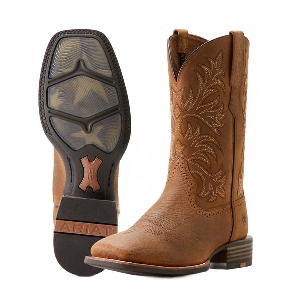 NEW ARIAT men's oakwood pebbled cowboy boots in brown